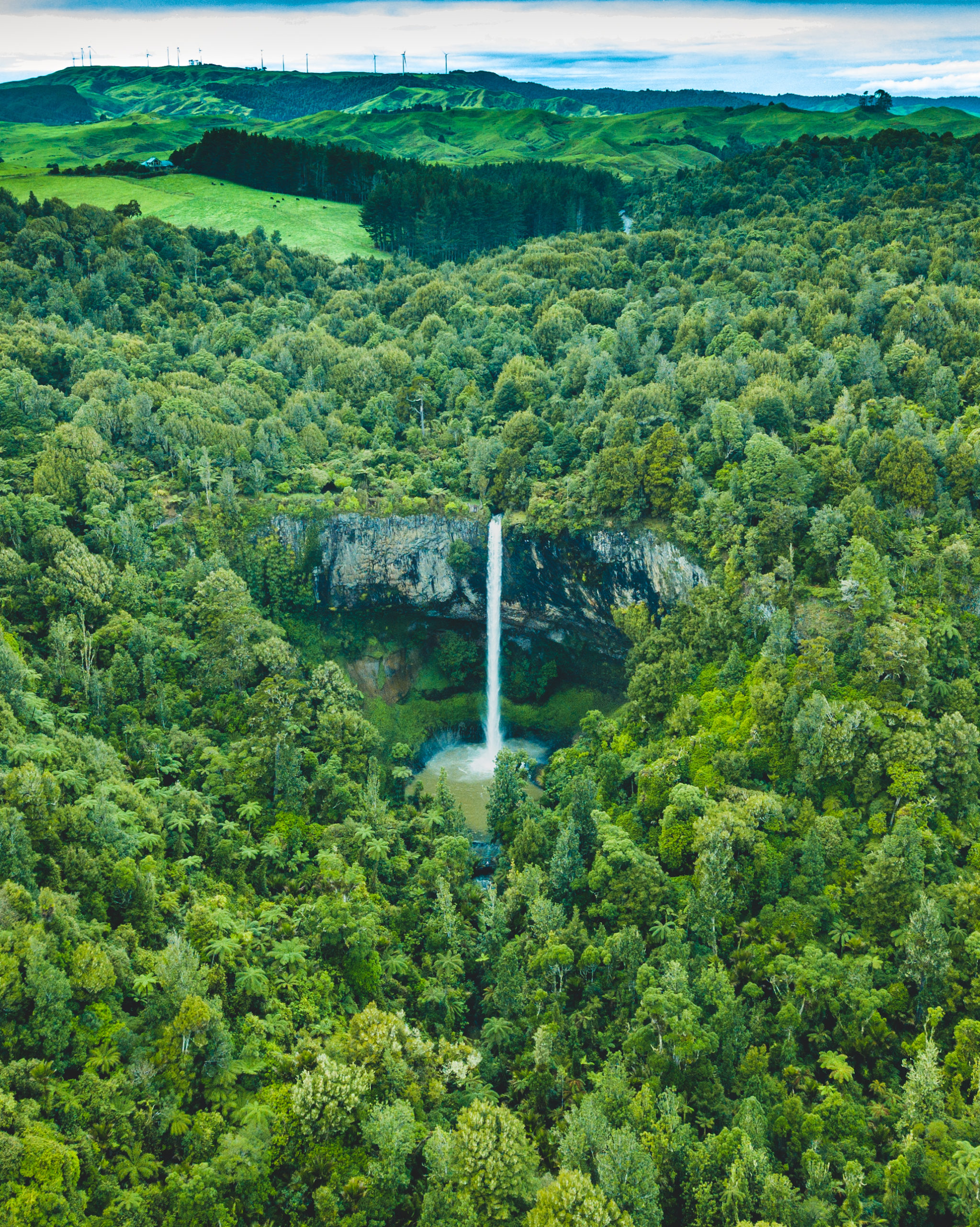 wide-high-angle-shot-bridal-veil-waterfall-raglan-new-zealand